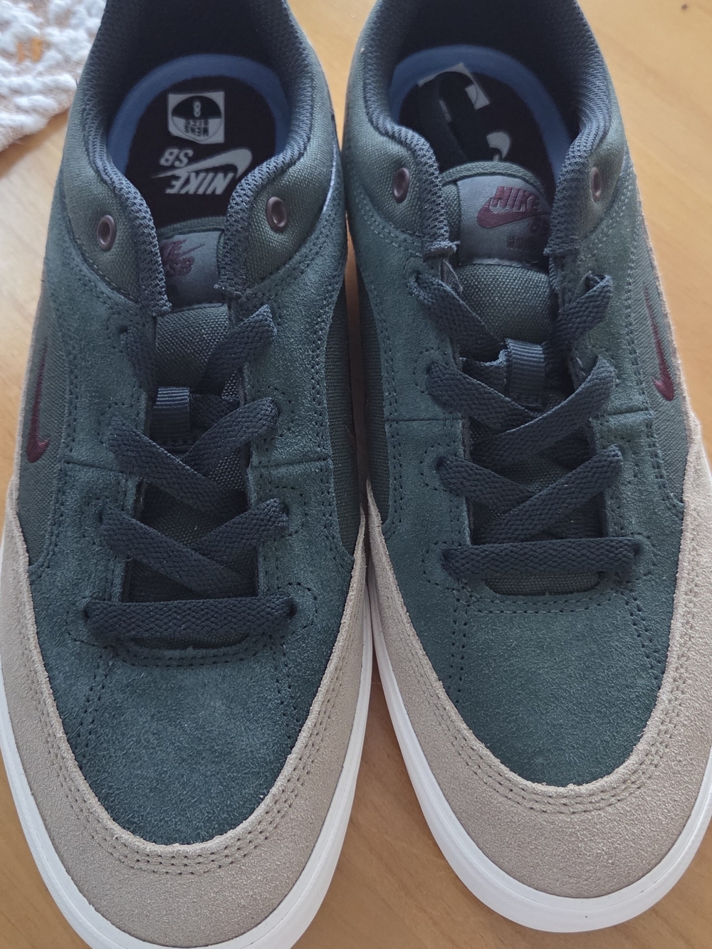 Nike Men's Low-Top Sneakers in Dark Green and Tan